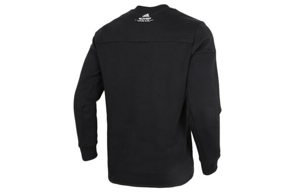 Толстовка logo stamping sports casual cover round collar men's black Adidas, черный — фото 2