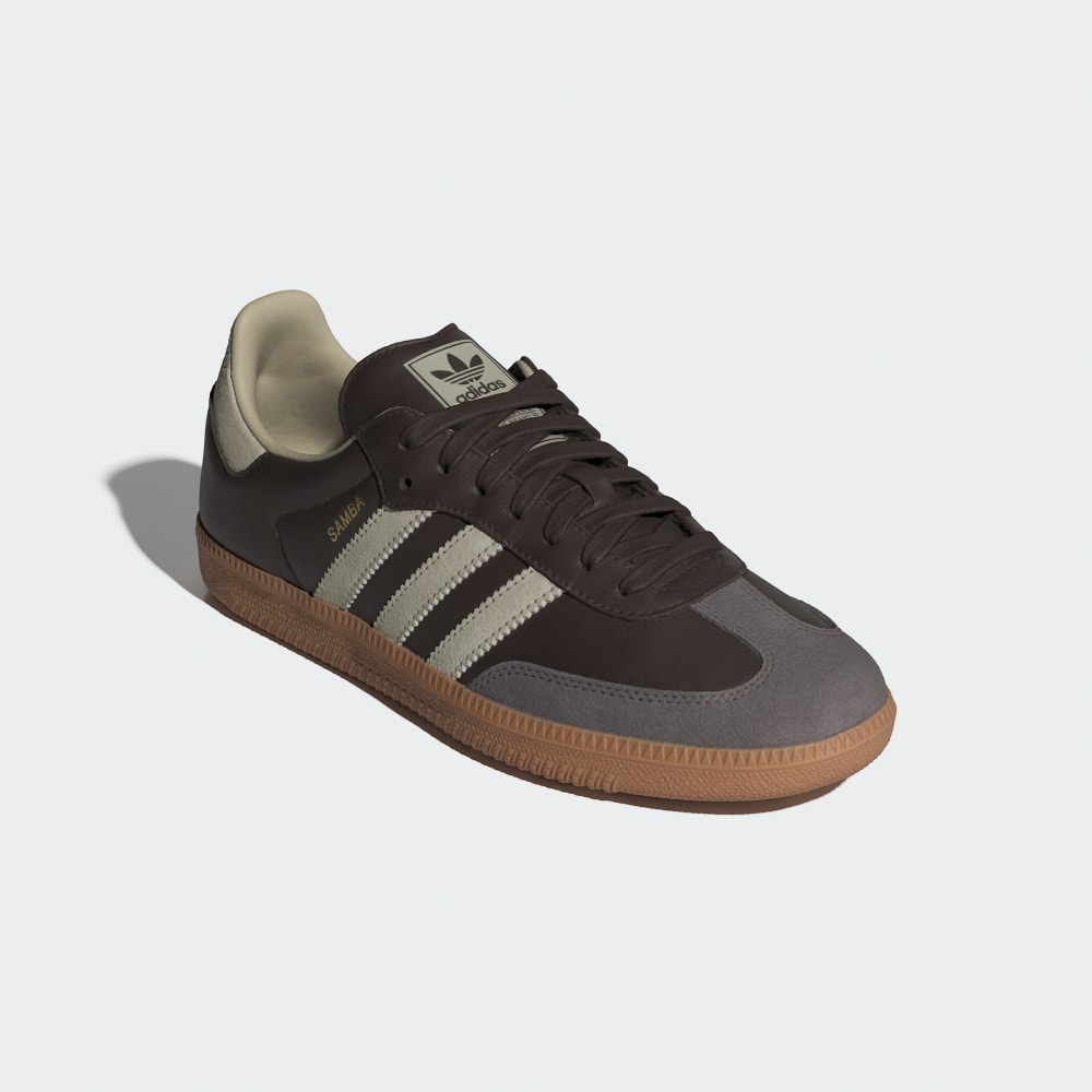 Кроссовки Adidas Samba OG Shoes, цвет Brown/Putty Grey/Gold Metallic — фото 4