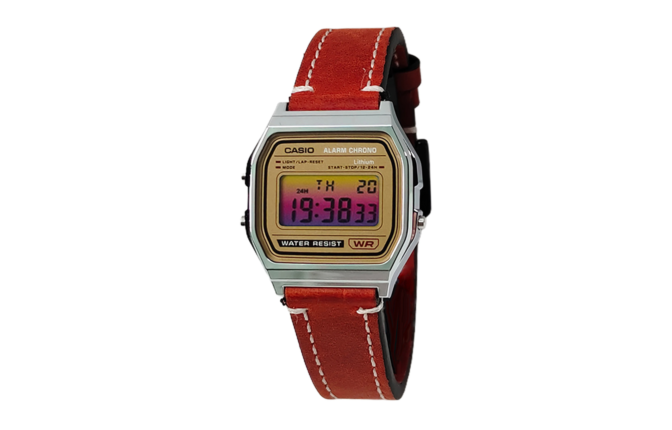 

CASIO Ретрофит серия электронный механизм натуральный кожаный ремешок часы мужские gold циферблат