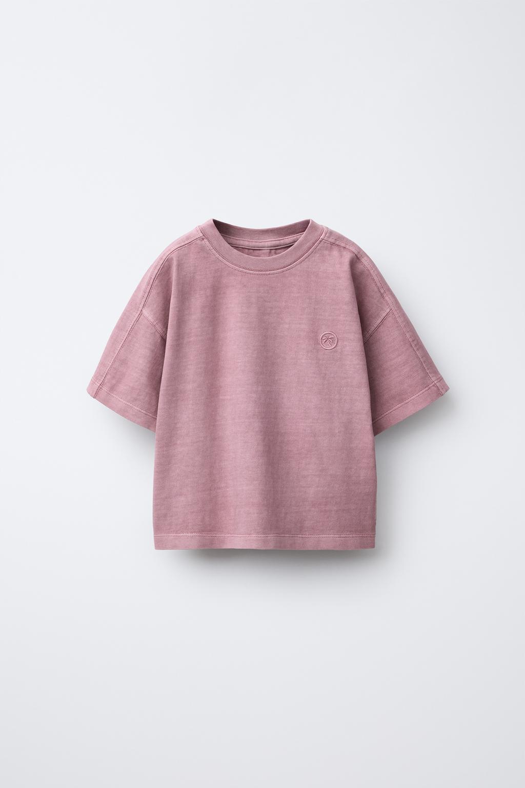 

Вышитая футболка с эффектом выстиранной пальмы ZARA, фиолетовый
