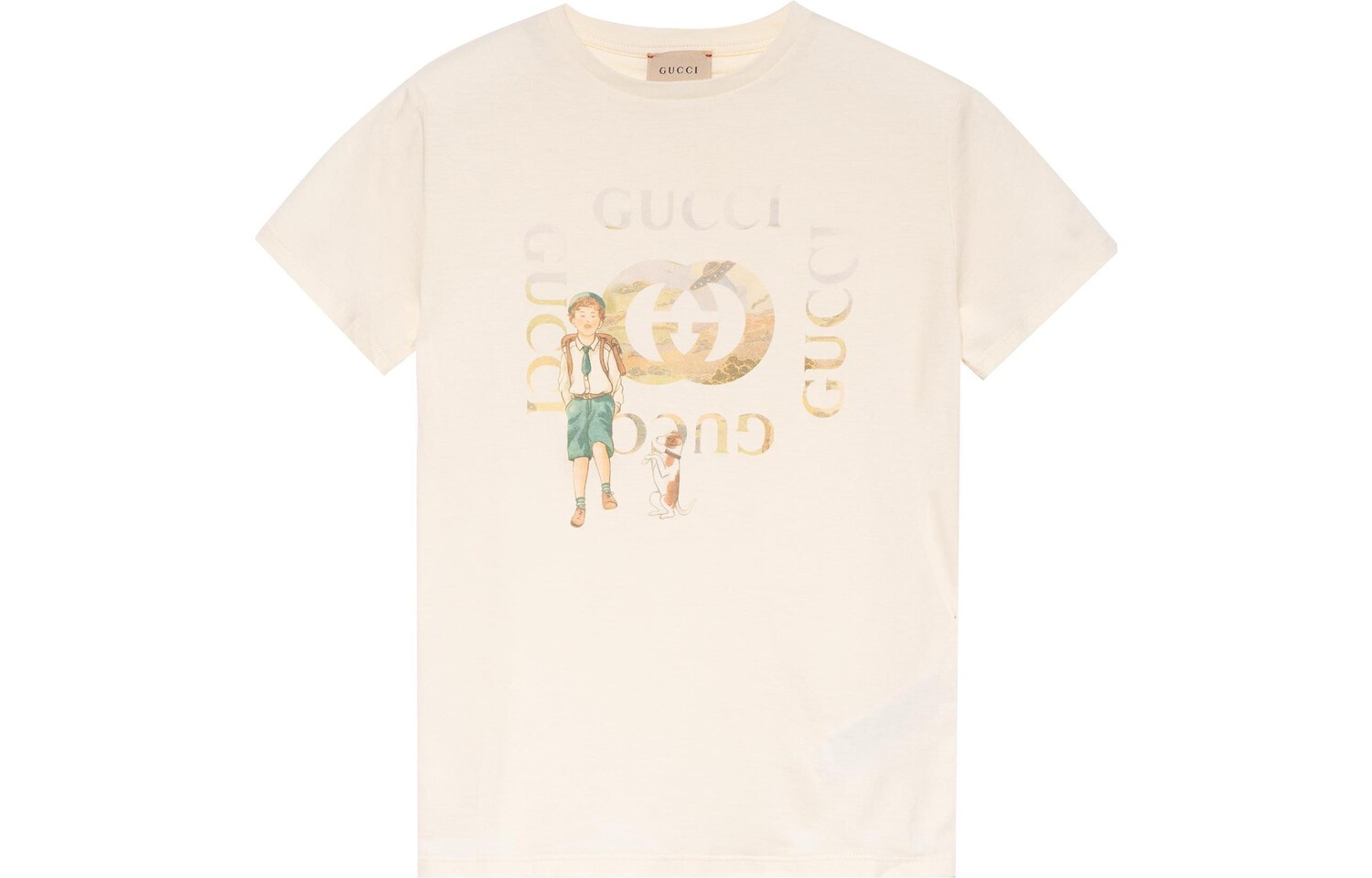 

Футболка детская Gucci, бежевый / золотой
