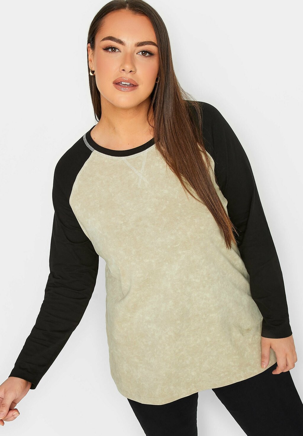 

Футболка с длинным рукавом Raglan Yours Clothing, цвет cream