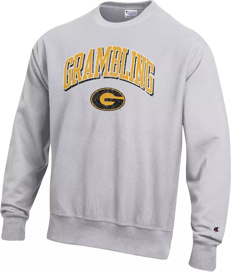 

Мужской свитер с круглым вырезом Champion Grambling State Tigers серебристо-серого цвета с обратной переплетением