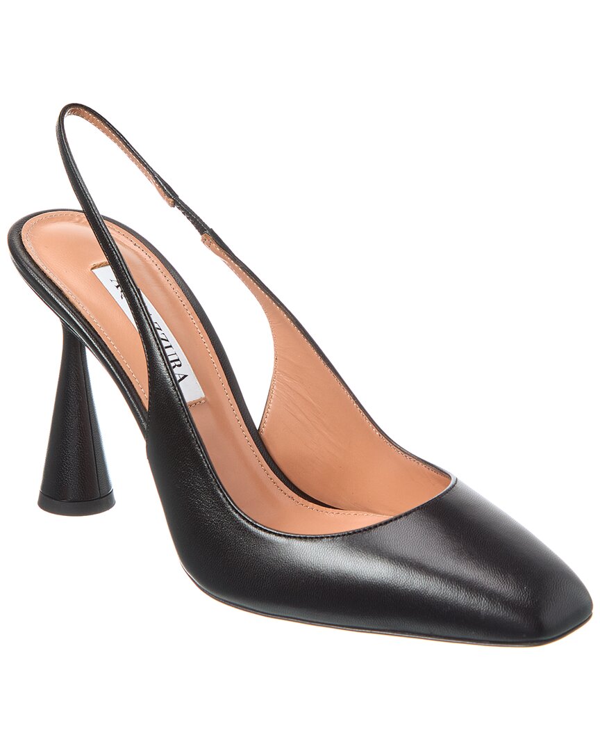 Туфли-лодочки Aquazzura Amore 95 из кожи с ремешком на пятке, черный