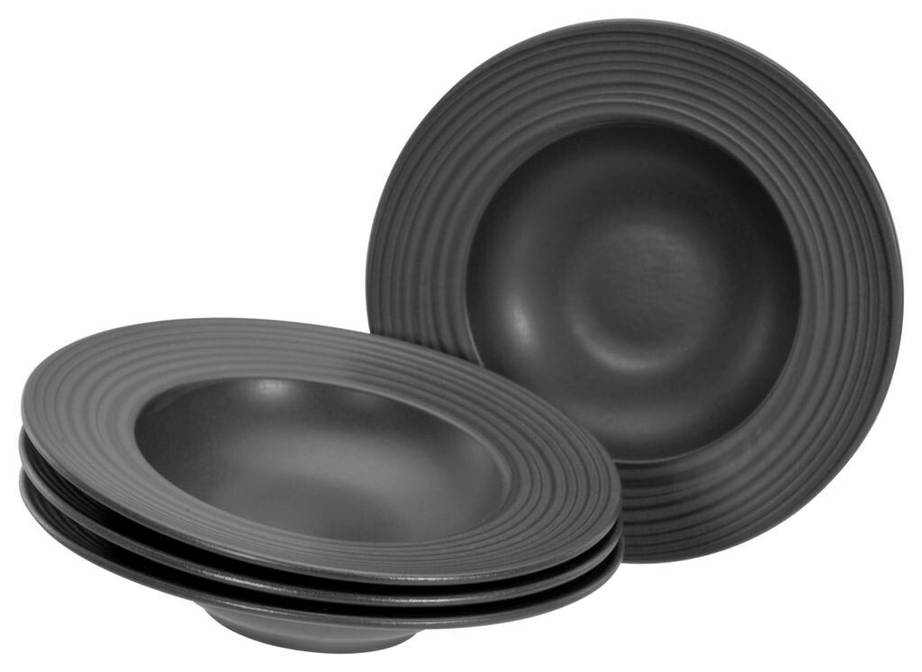 

CreaTable, 21821, Lava Stone Black, тарелка для макарон, 4 предмета, керамика, черный