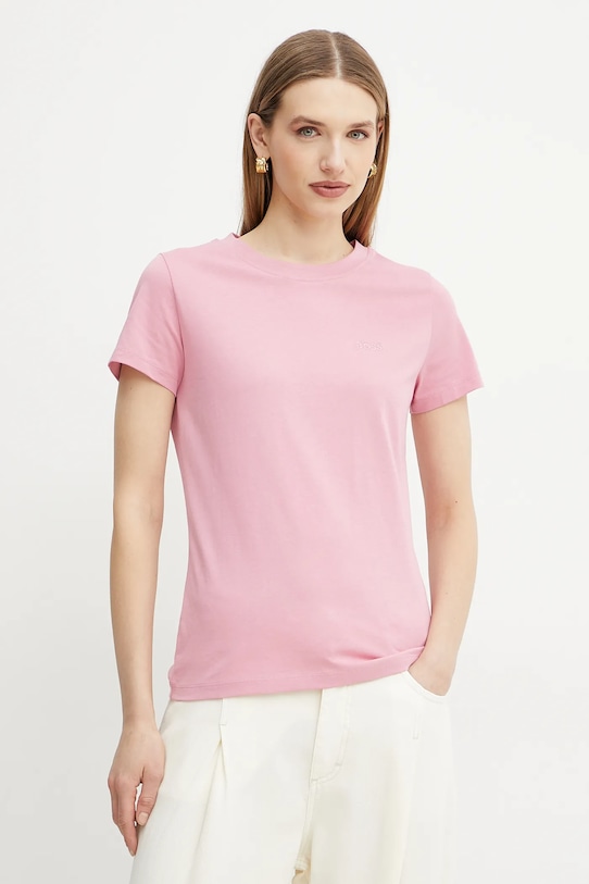 

Хлопковая футболка c esogo 1 BOSS Orange, розовый