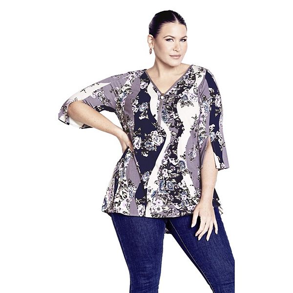 

Женский топ Leona на молнии plus size Avenue, Plum Rose Wave