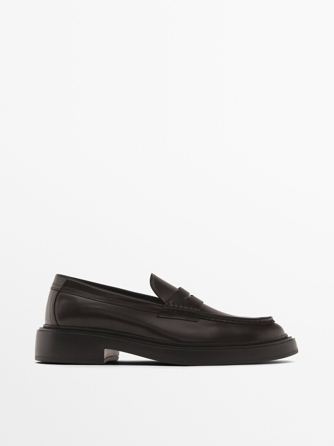 

Кожаные пенни-лоферы Massimo Dutti, коричневый