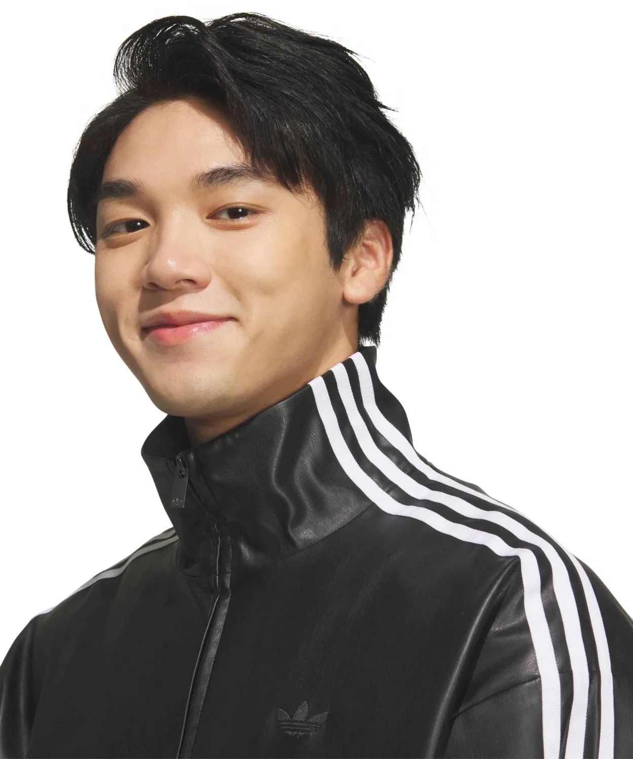 Трек-топ adidas PLEATHER 3STRIPES TRACK TOP оверсайз, черный — фото 2