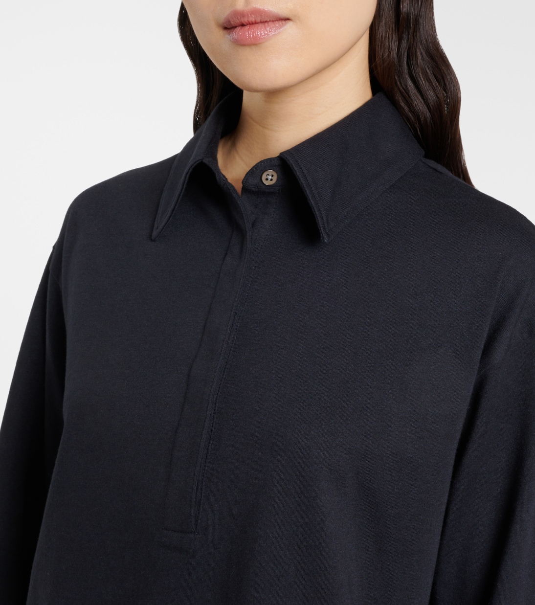 Поло из хлопка и шелка Roddie The Row, Dark Navy — фото 4