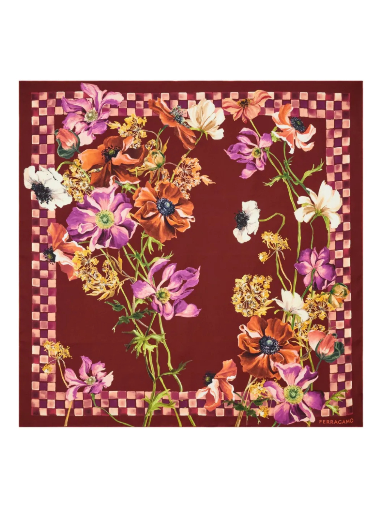 

Ferragamo шелковый платок с принтом Fiori, красный