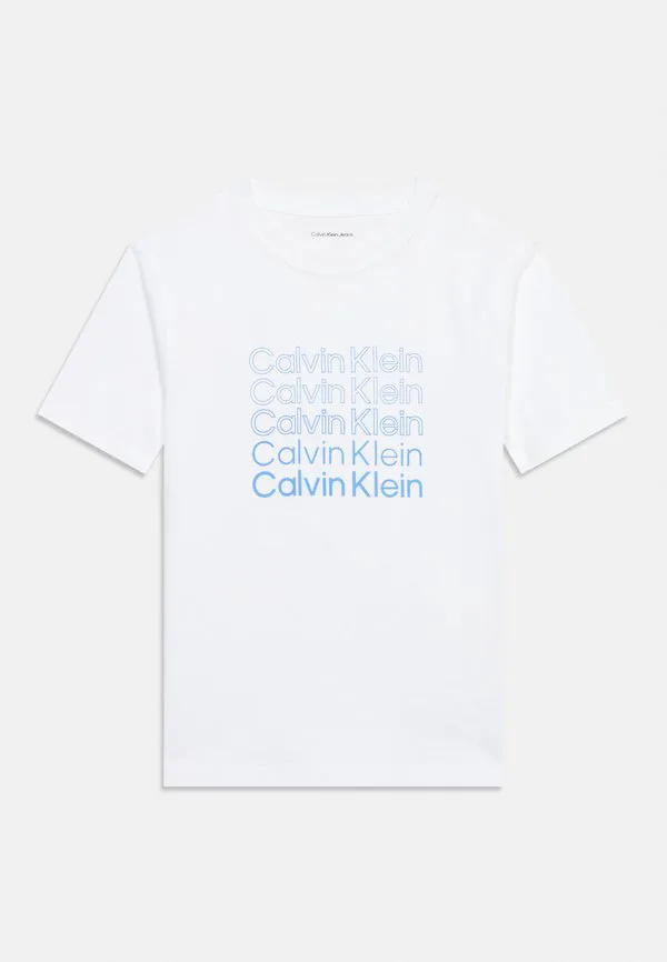 Футболка унисекс с принтом логотипа stacked Calvin Klein Jeans, White — фото 3