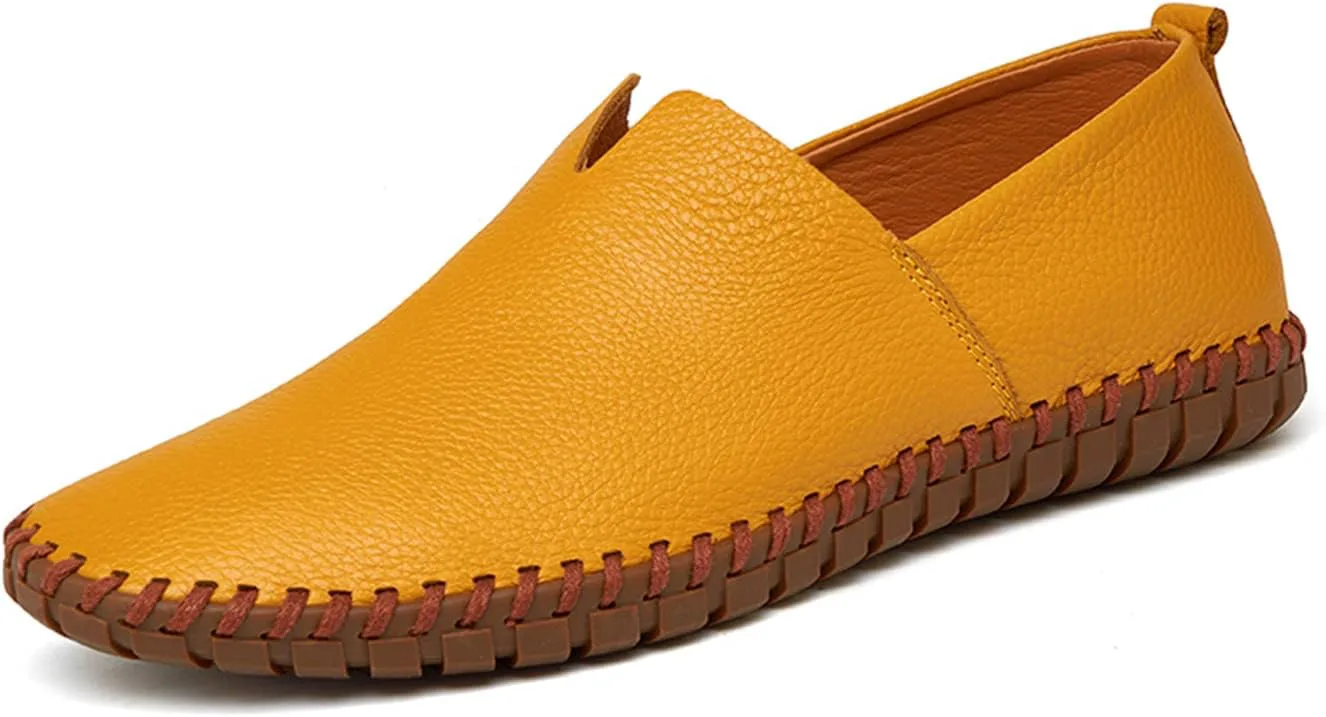 

Мужские кожаные эспадрильи Santimon с закрытым носком, слипоны для повседневной и офисной носки, желтый