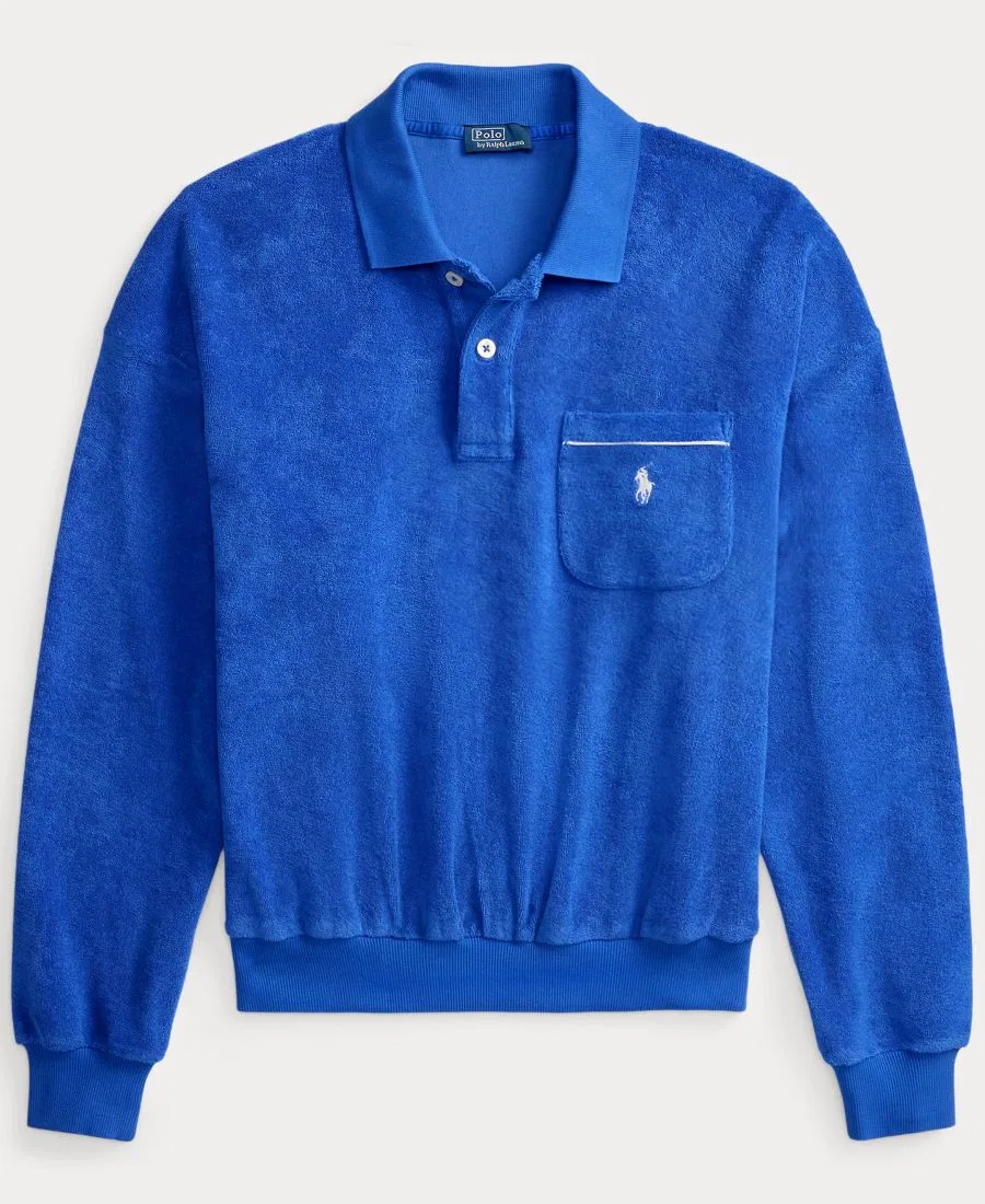 Женская рубашка-поло с длинными рукавами и воротником Polo Ralph Lauren, синий — фото 2