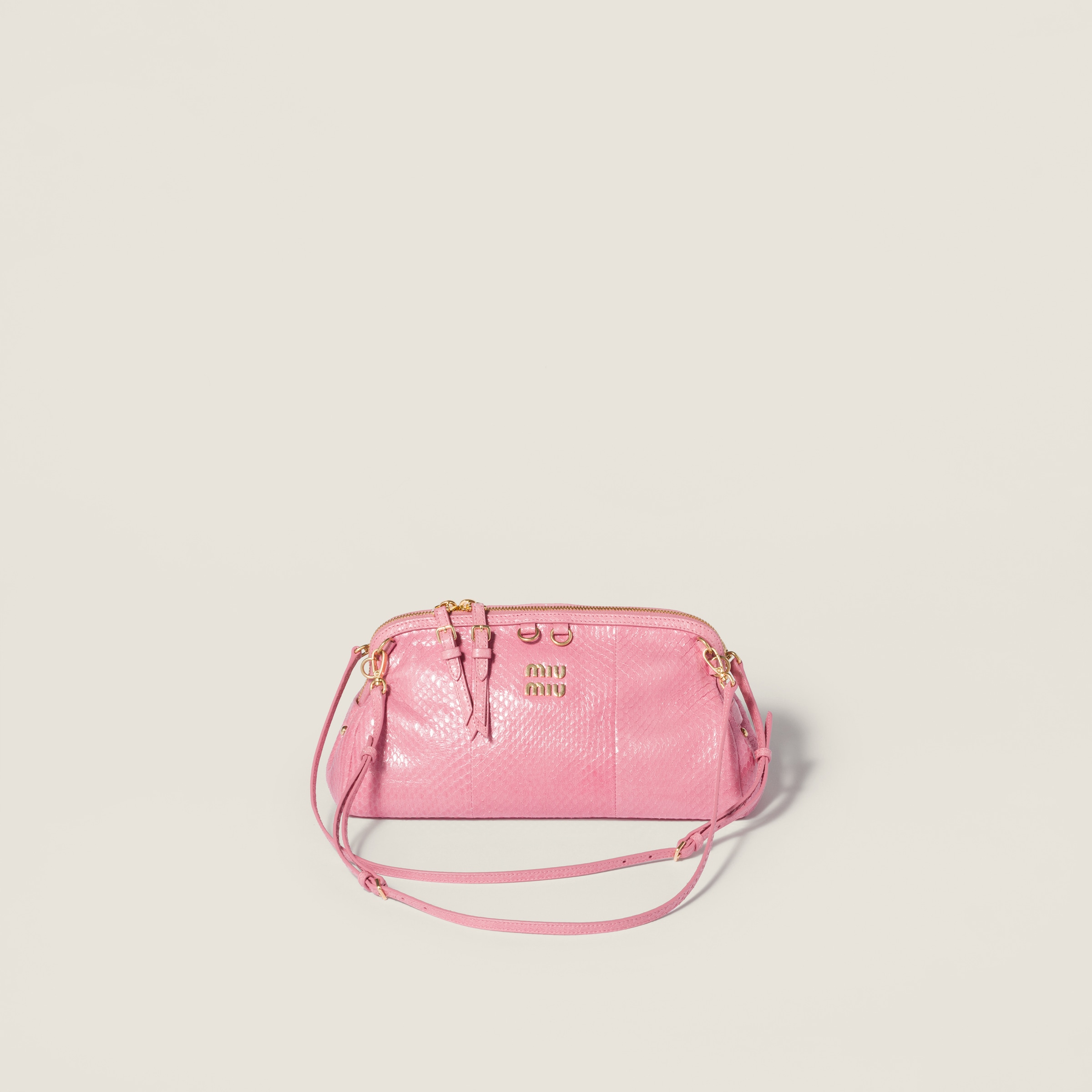 

Клатч из кожи айрс MIU MIU, пудрово-розовый