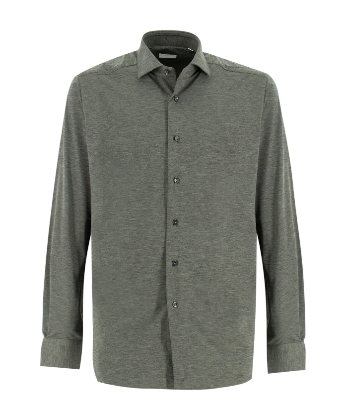 

Изысканная рубашка с французским воротником и перламутровыми пуговицами. Xacus, серый