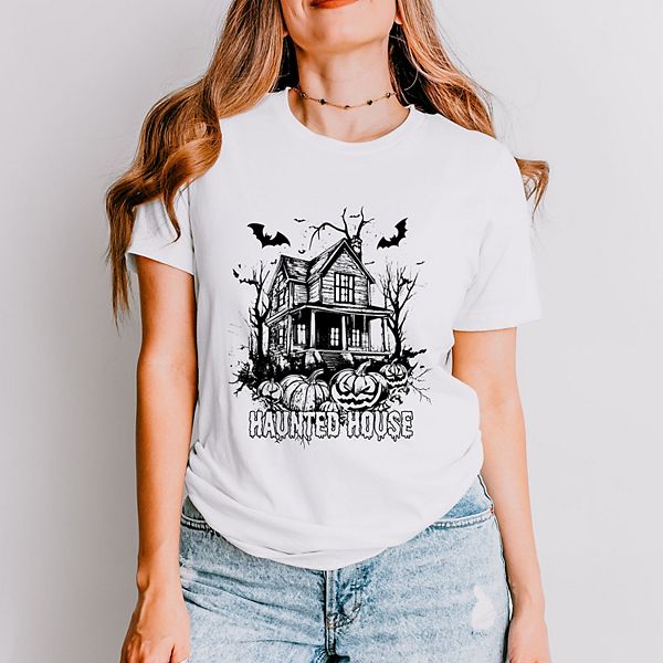 

Футболка с коротким рукавом с тыквами и летучими мышами Simply Sage Market, White