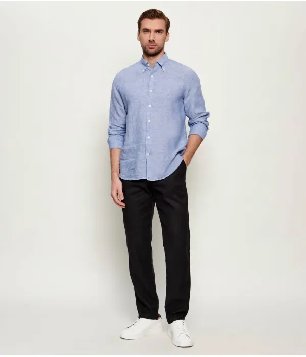 Брюки-Чиносы из льна Sanderson-L-3 regular fit Boss Orange, черный — фото 2