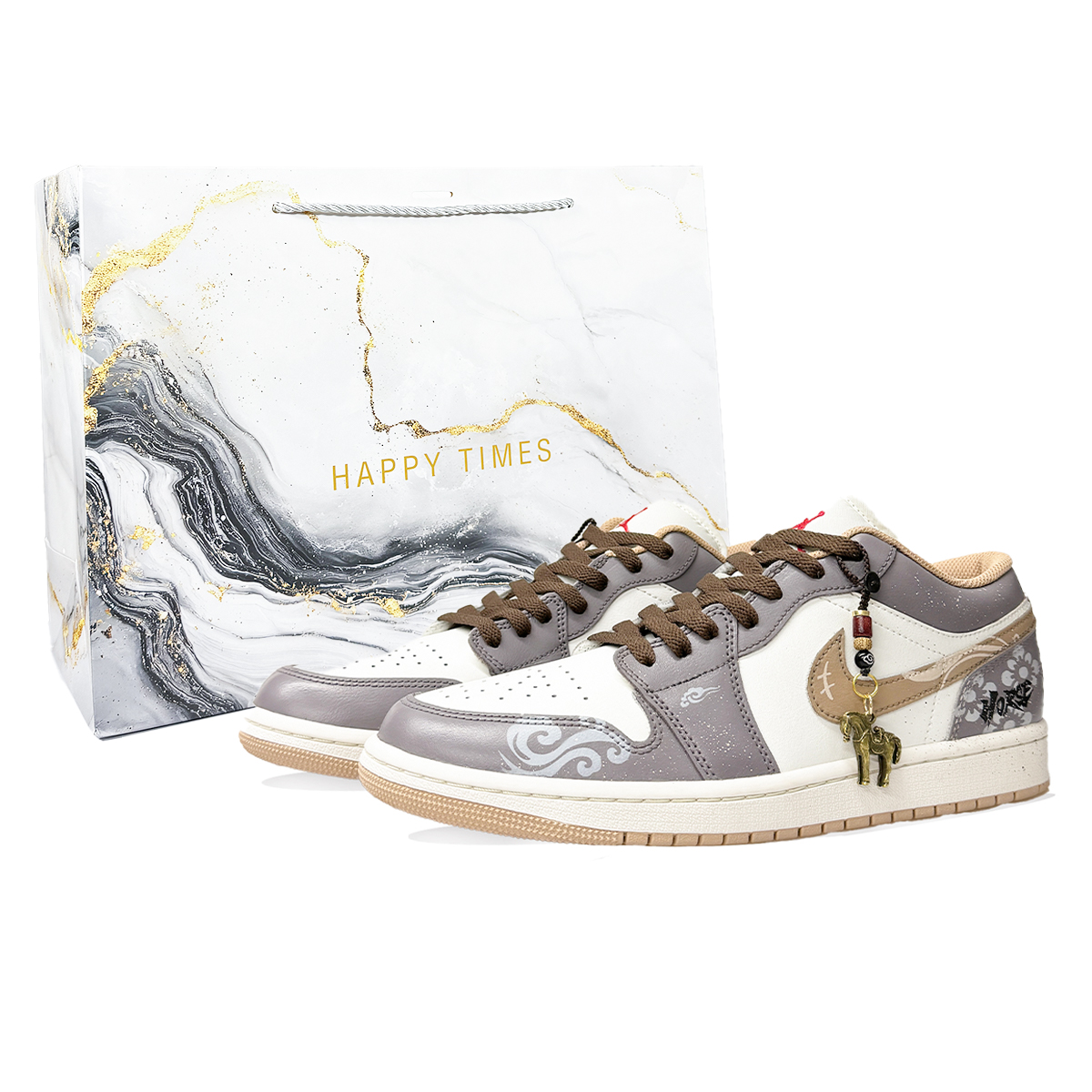 

Jordan Air 1 Slip Resistant Abrasion Resistant низкие кеды Vintage Basketball Shoes мужские Gray