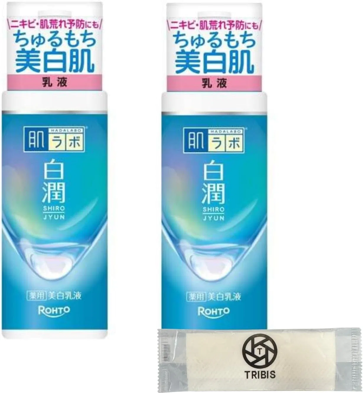 Набор Tribis — Отбеливающий Skin Lab Hakujun Medicated Whitening Lotion, 140 мл, набор 2 шт. с полотенцем — фото 2