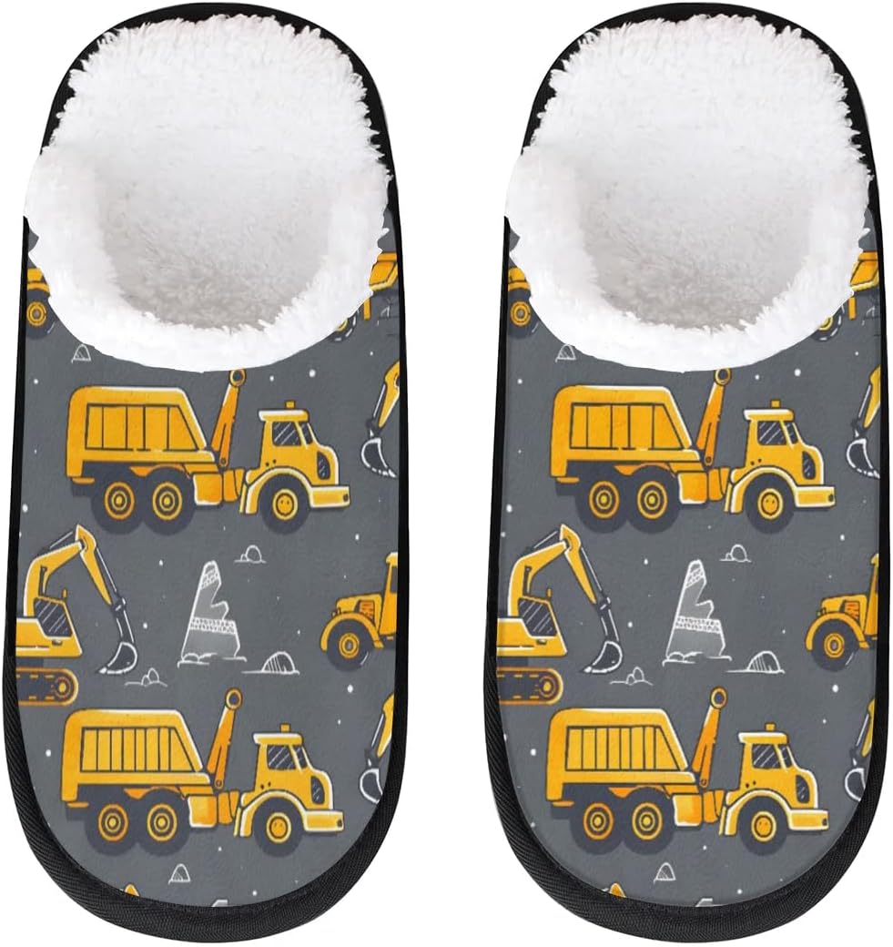 

Домашние тапочки для женщин и мужчин, уютные тапочки с противоскользящей подошвой, теплые плюшевые тапочки для дома, спальни и путешествий Gublec, Excavator Truck