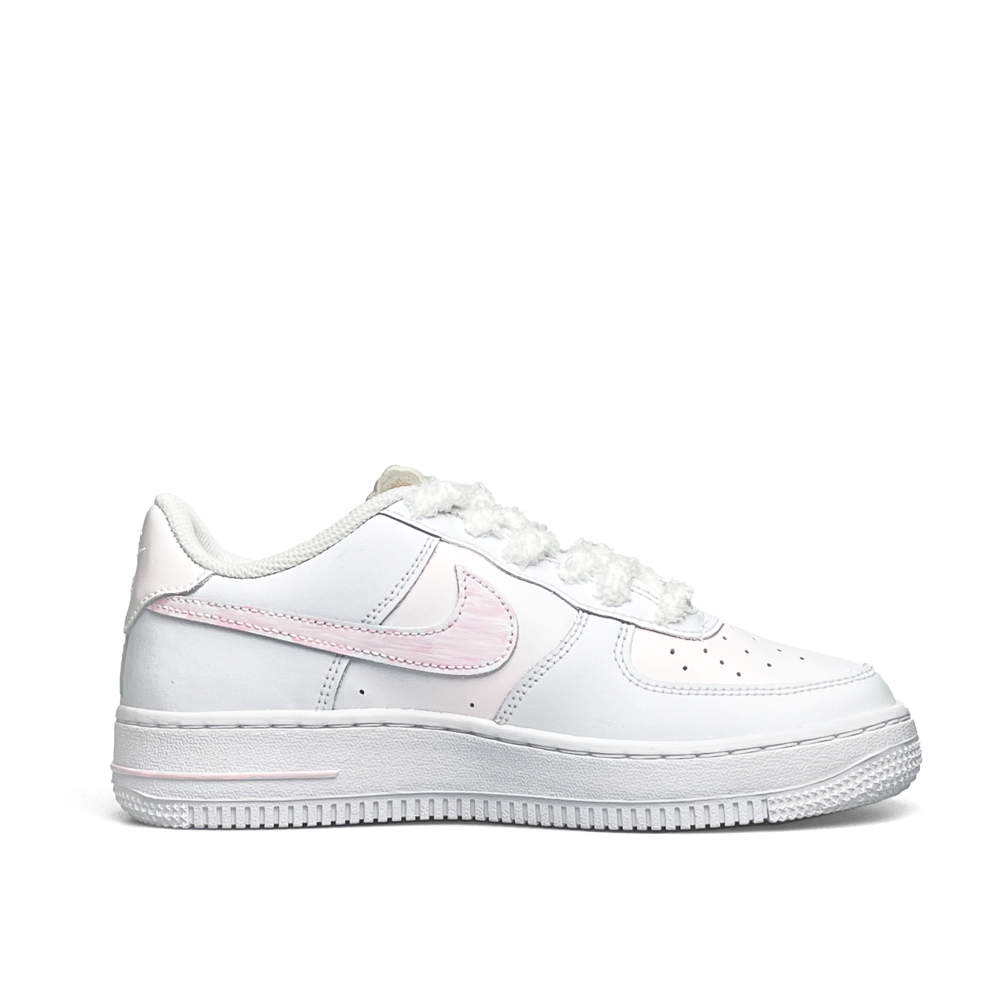 Nike Детские кроссовки для скейтбординга Air Force 1 LE, износостойкие, дышащие, низкие, белые, розовые, для подростков — фото 3
