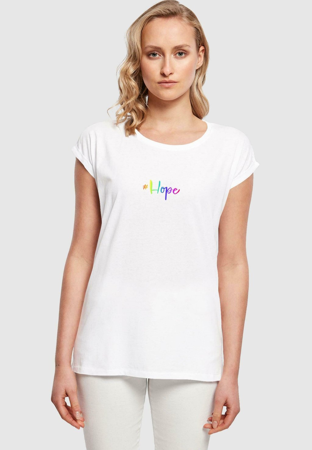 

Футболка с набивным рисунком HOPE RAINBOW EXTENDED SHOULDER Merchcode, белый