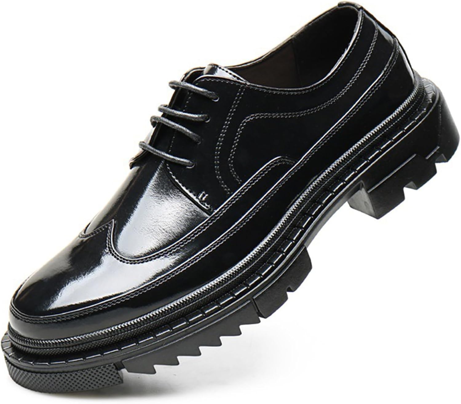 

Мужские оксфорды с крыльями на платформе, с круглым носком, толстой рифленой подошвой, броги для делового и офисного гардероба Bangteuo, черный