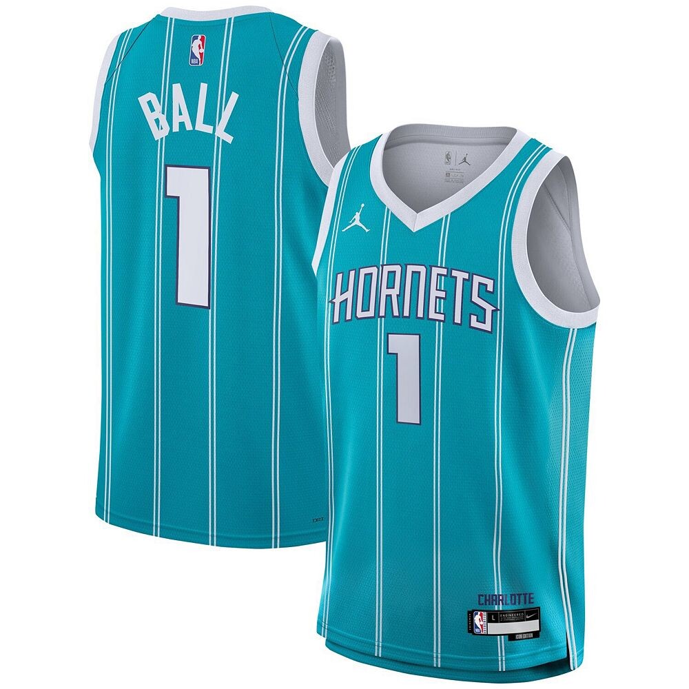Молодежная футболка Nike LaMelo Ball Teal Charlotte Hornets Swingman — Icon Edition, цвет Chr Blue — фото 2