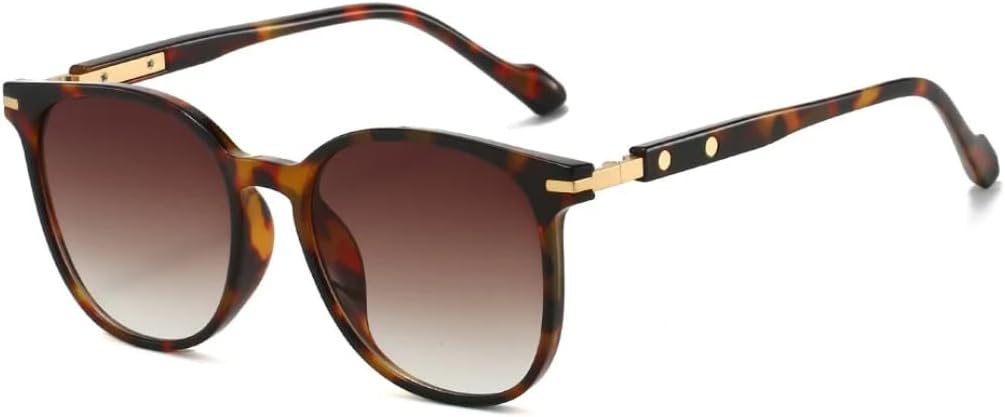 

Солнцезащитные очки для мужчин и женщин - защита UV400 - леопардовый градиентный круглый дизайн, для занятий спортом на открытом воздухе и вождения DSVIGF, Leopard Brown