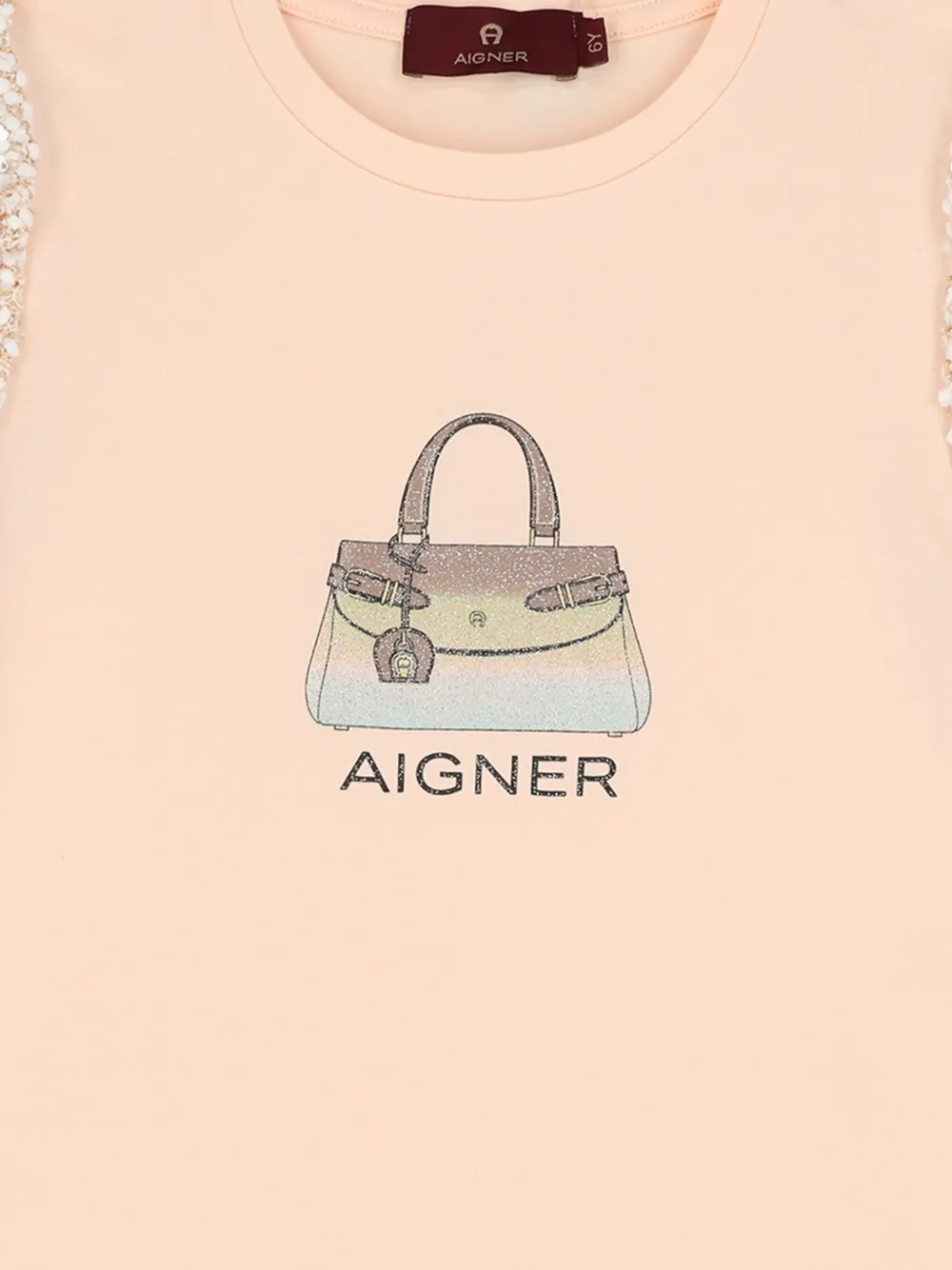 Повседневное платье с логотипом на сумке, украшенное пайетками Aigner Kids, нейтральный — фото 3