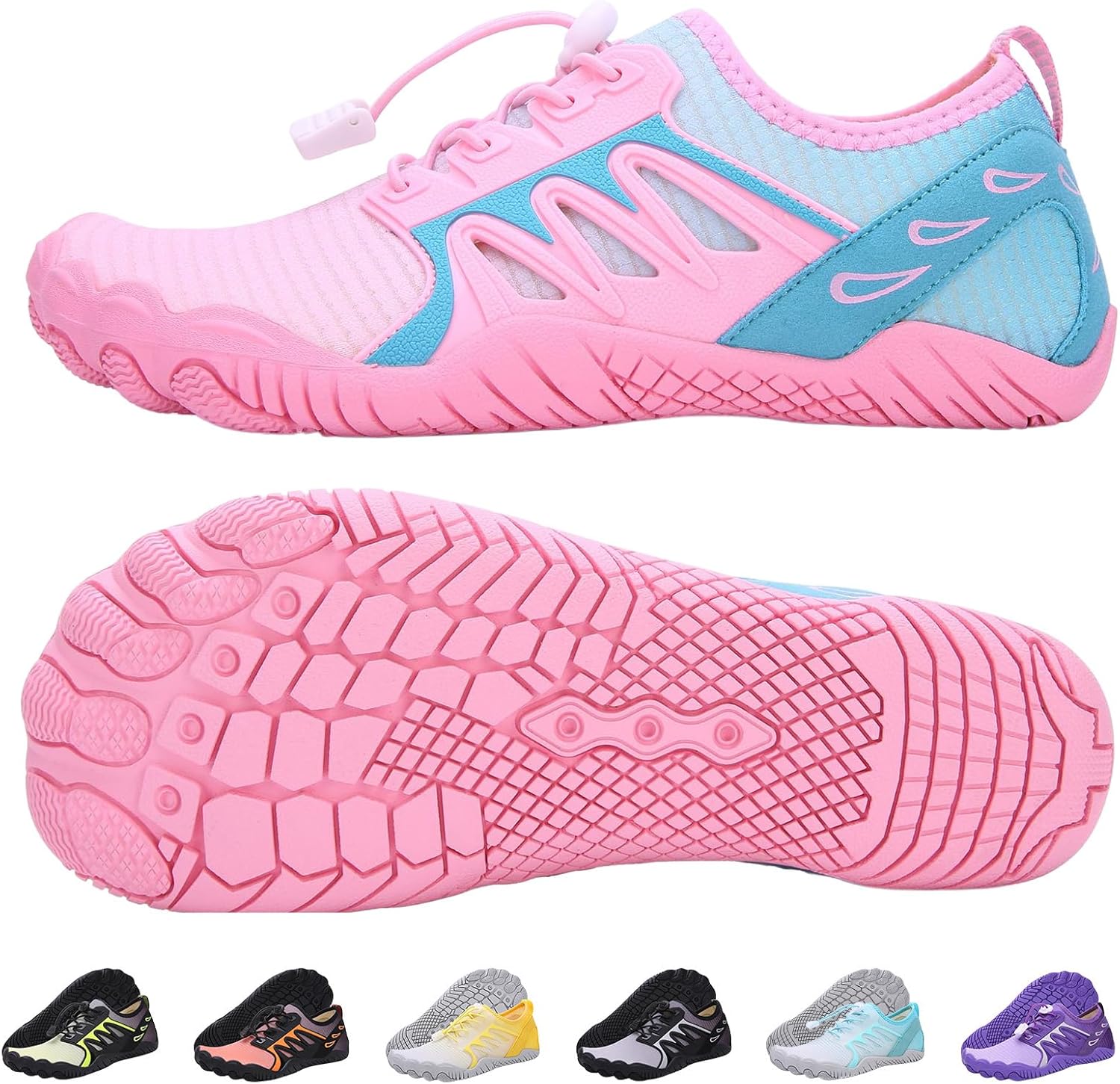 

Кроссовки для походов с широким носком для мужчин и женщин, противоскользящие водные кроссовки, обувь для бега, пляжа, плавания и бассейна Kiyenus, розовый