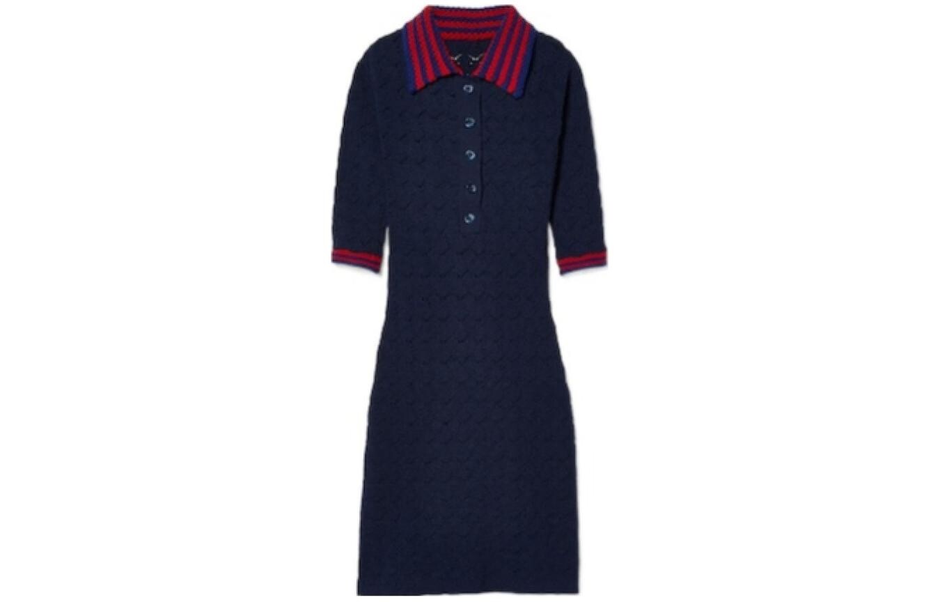 

Платье с короткими рукавами женское темно-синее Gucci