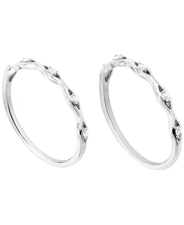 

Комплект из 2 колец с кубическим цирконием (0,15 карата) из стерлингового серебра Macy'S, silver