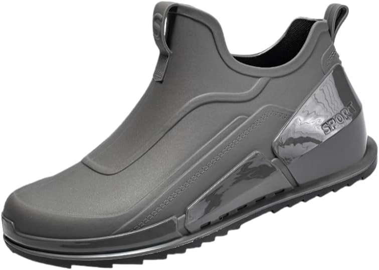 

Мужские модные резиновые сапоги SPKFHD - короткие сапоги с толстой подошвой и верхом из ПВХ - удобные и легкие - подходят для использования на улице или для повседневной носки, серый