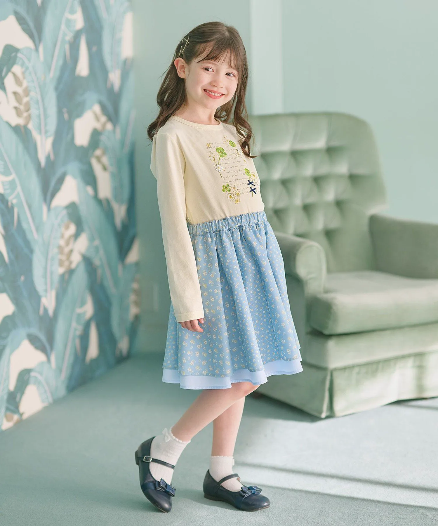 [110-140 см] Юбка в стиле пэчворк с цветочным рисунком Kids Suite, Sax Blue Series 5 [573] — фото 3