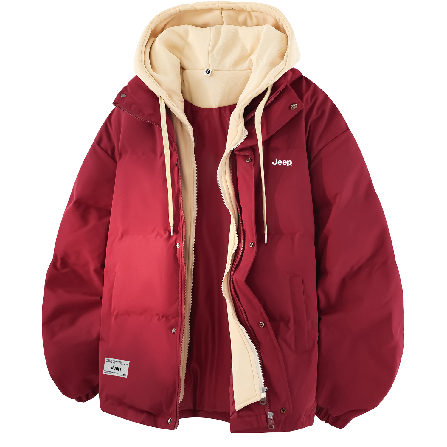 

Пуховик Unisex Thickened Jeep, burgundy "cold-resistant thermal, quality upgraded"