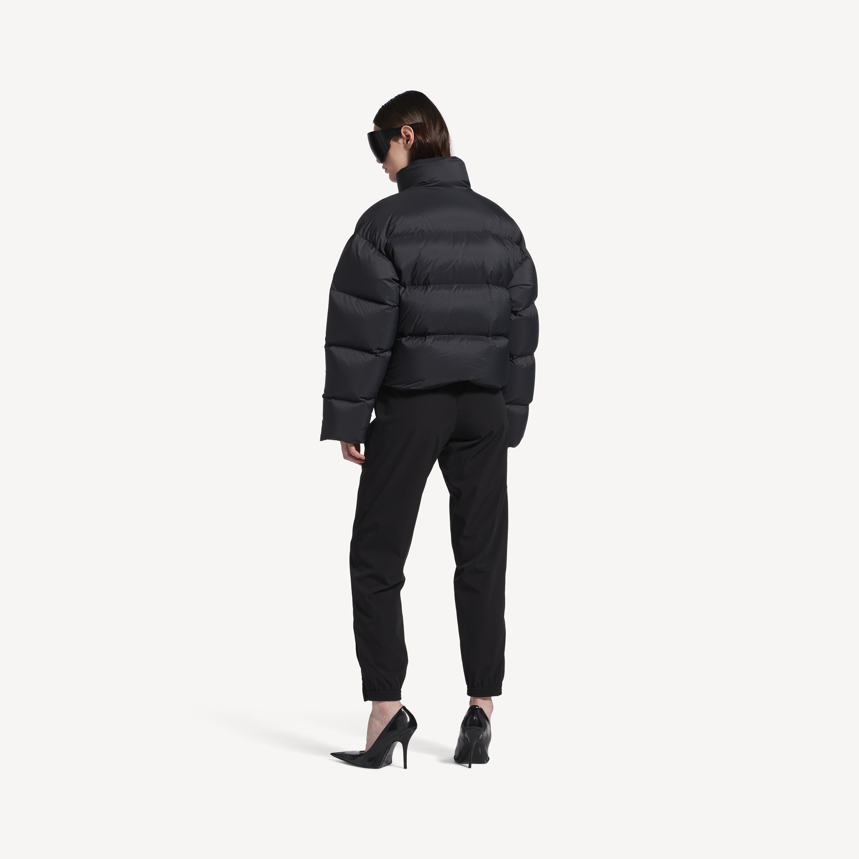 Женская укороченная пуховая куртка черного цвета BALENCIAGA, черный — фото 3