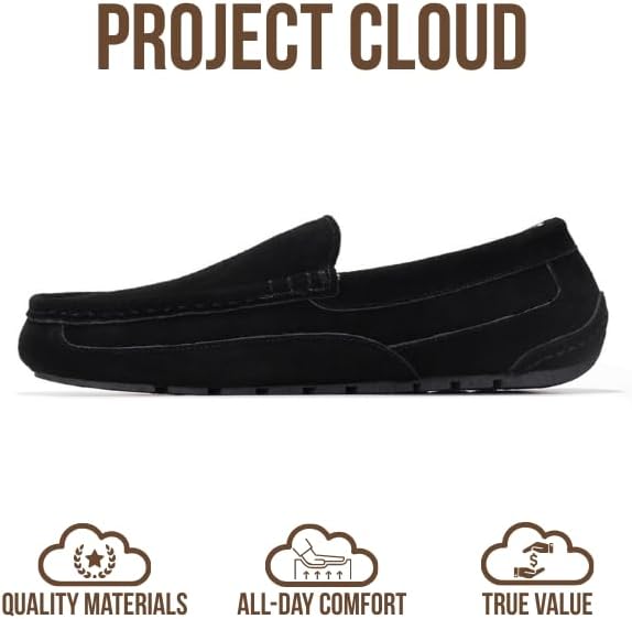 Мужские тапочки Project Cloud из 100 натуральной кожи с стелькой из пены с эффектом памяти - нескользящие и легкие тапочки для дома и улицы для мужчин (Oswin), черный — фото 3