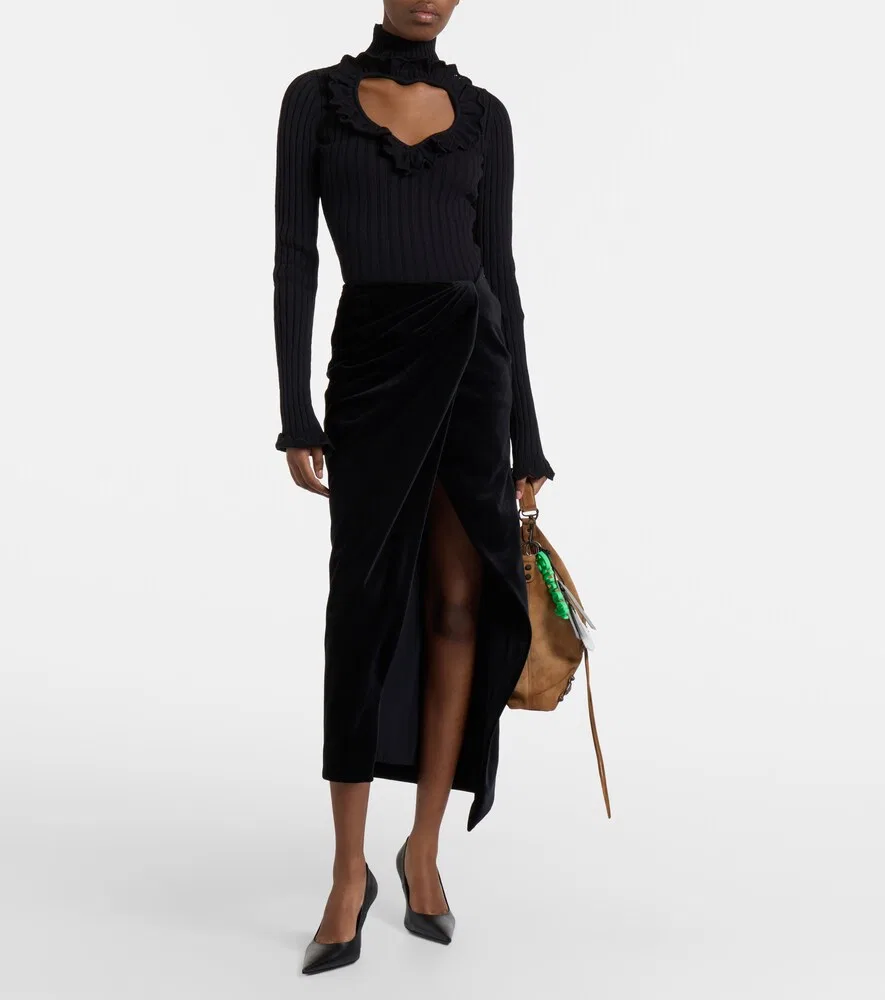 Топ из хлопковой смеси с сердечками Balenciaga, черный — фото 2