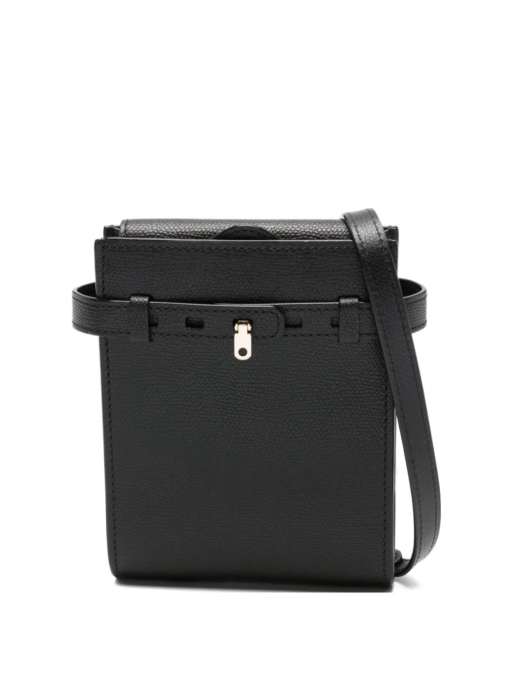 

Кожаная сумка на плечо с ремнем Valextra, черный