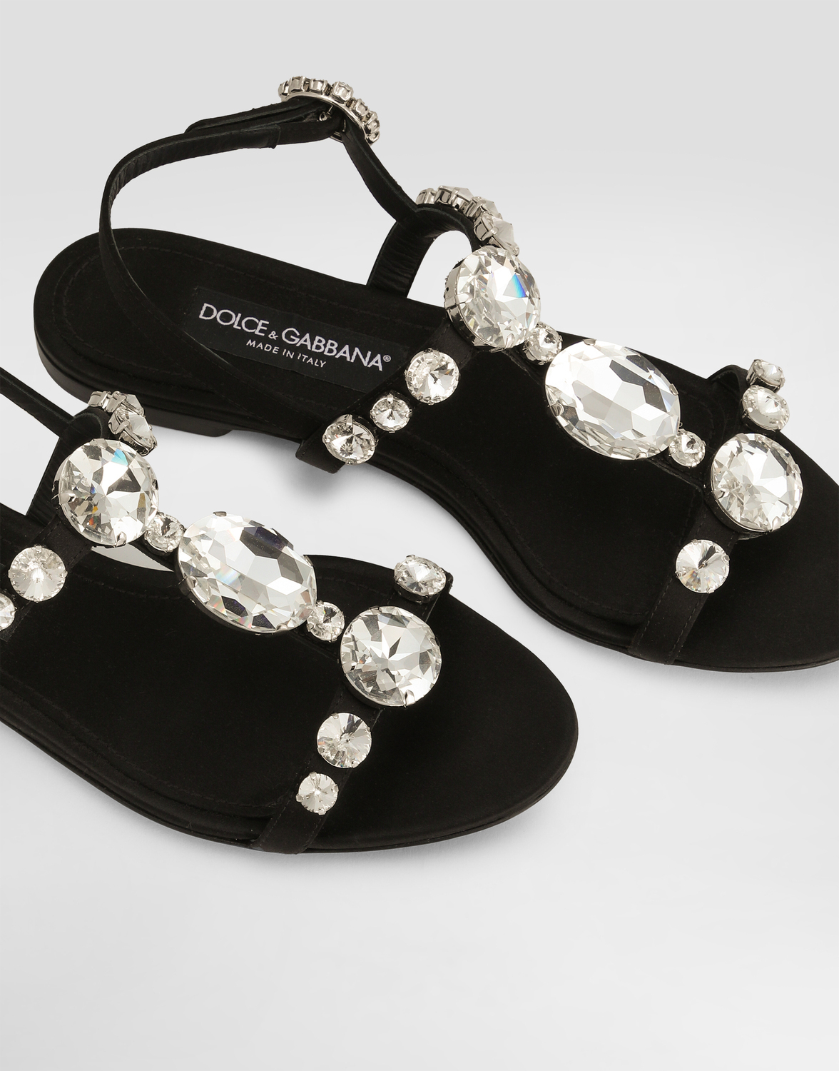 Атласные сандалии с украшением из драгоценных камней Dolce & Gabbana, черный — фото 4