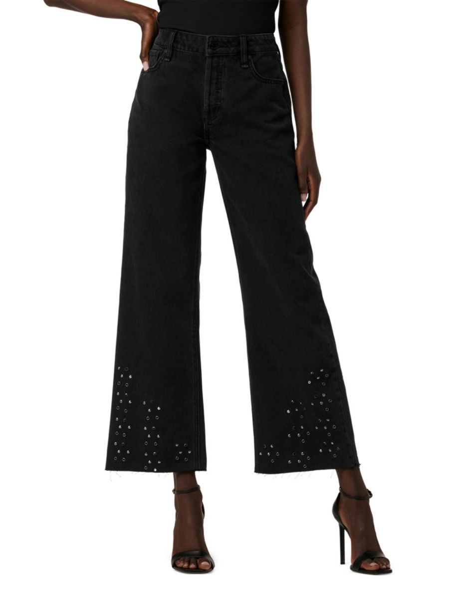 

Джинсы Rosie с высокой талией и широкими штанинами до щиколотки Hudson Jeans, черный