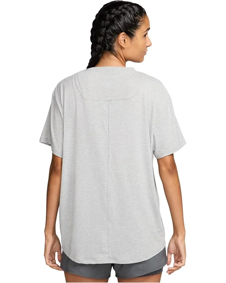 Топ Nike One Relaxed Dri-FIT Short-Sleeve Top, Smoke Grey/Heather — фото 2