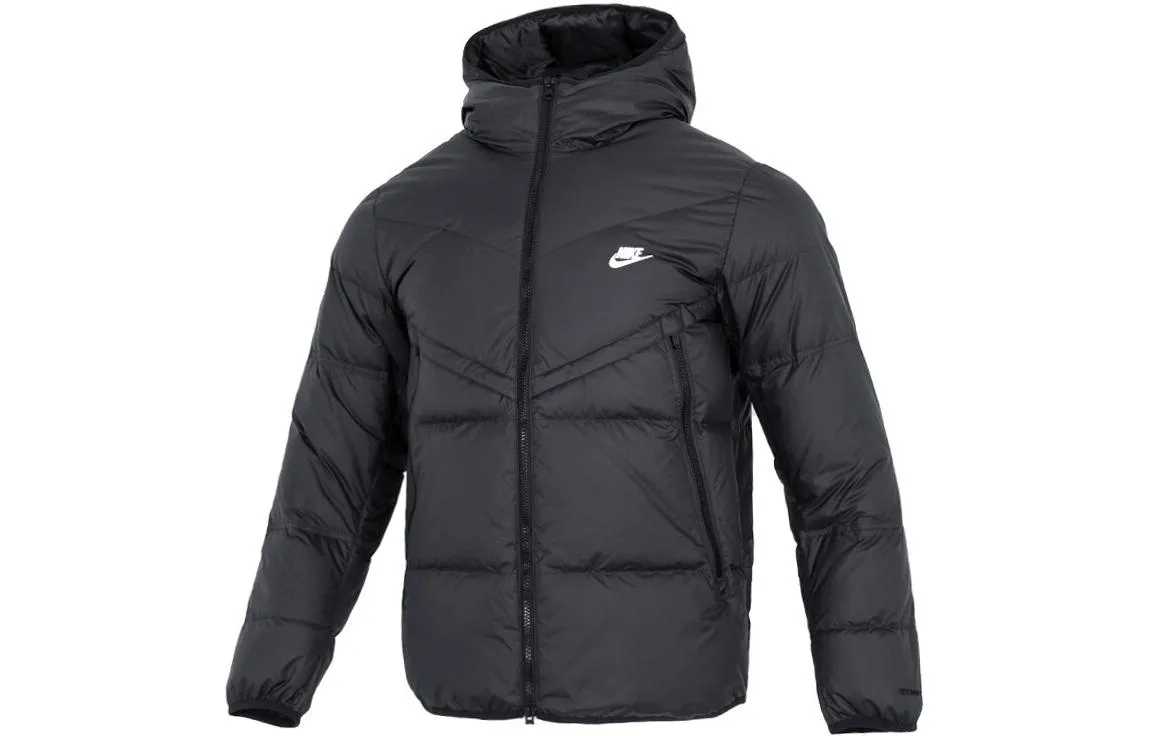 Nike Мужская худи с логотипом на молнии и карманом черная