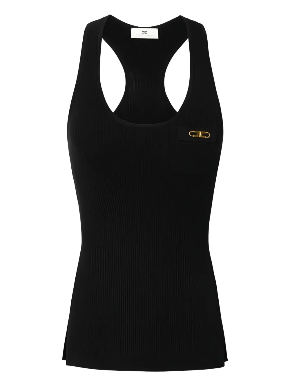 

Топ в рубчик с накладным карманом на груди Elisabetta Franchi, черный