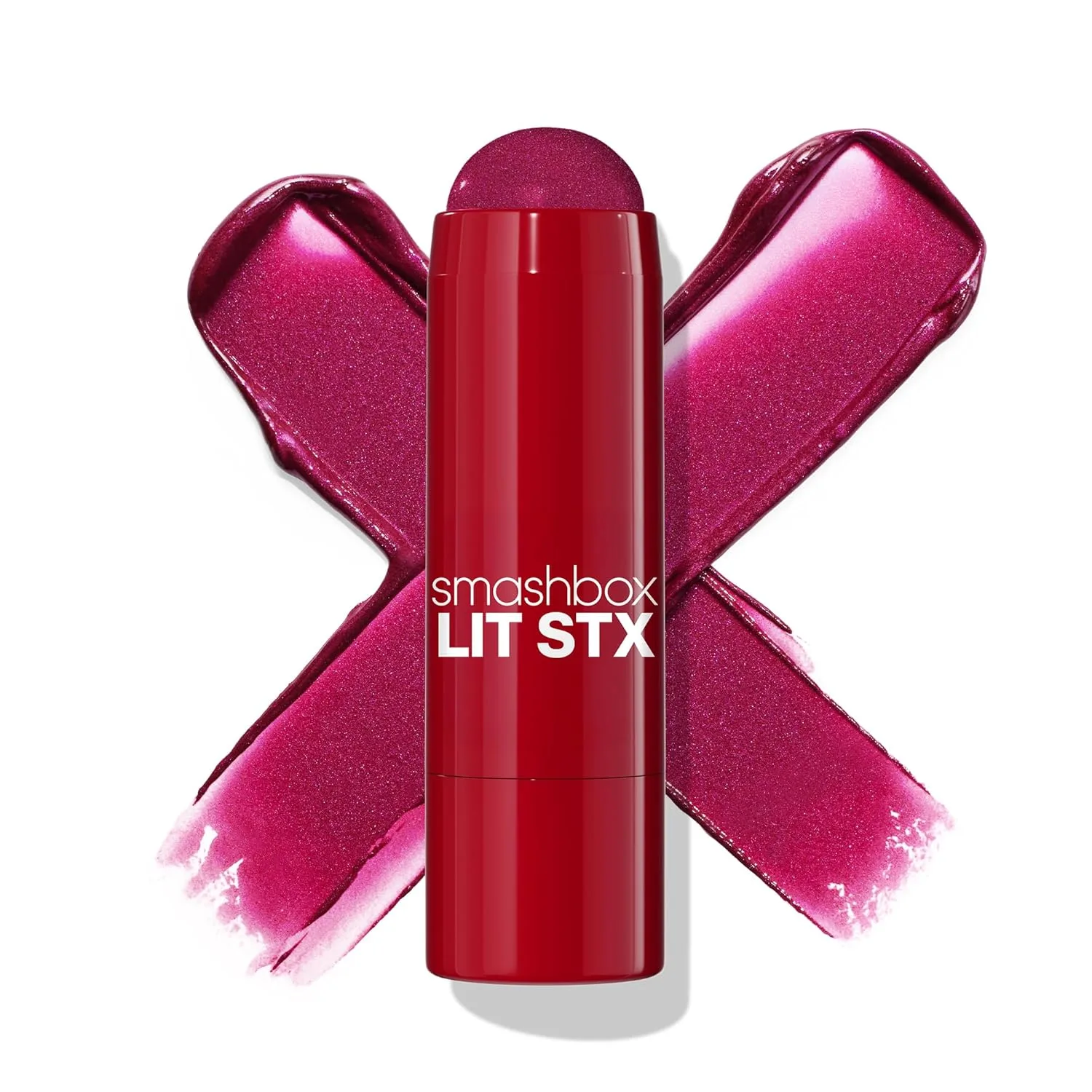 Кремовые румяна и хайлайтер Smashbox Lit Stx | Многофункциональный стик 2-в-1 с эффектом сияния | Румяна-стик для щек и губ, 03 Pixel Plum (Rich, Blue-Toned Red)