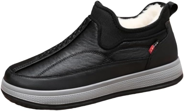 

Мужские модные хлопковые туфли - с толстой подошвой, теплые, с искусственным мехом, повседневная обувь, подходящая для ежедневного ношения осенью и зимой Spkfhd, черный