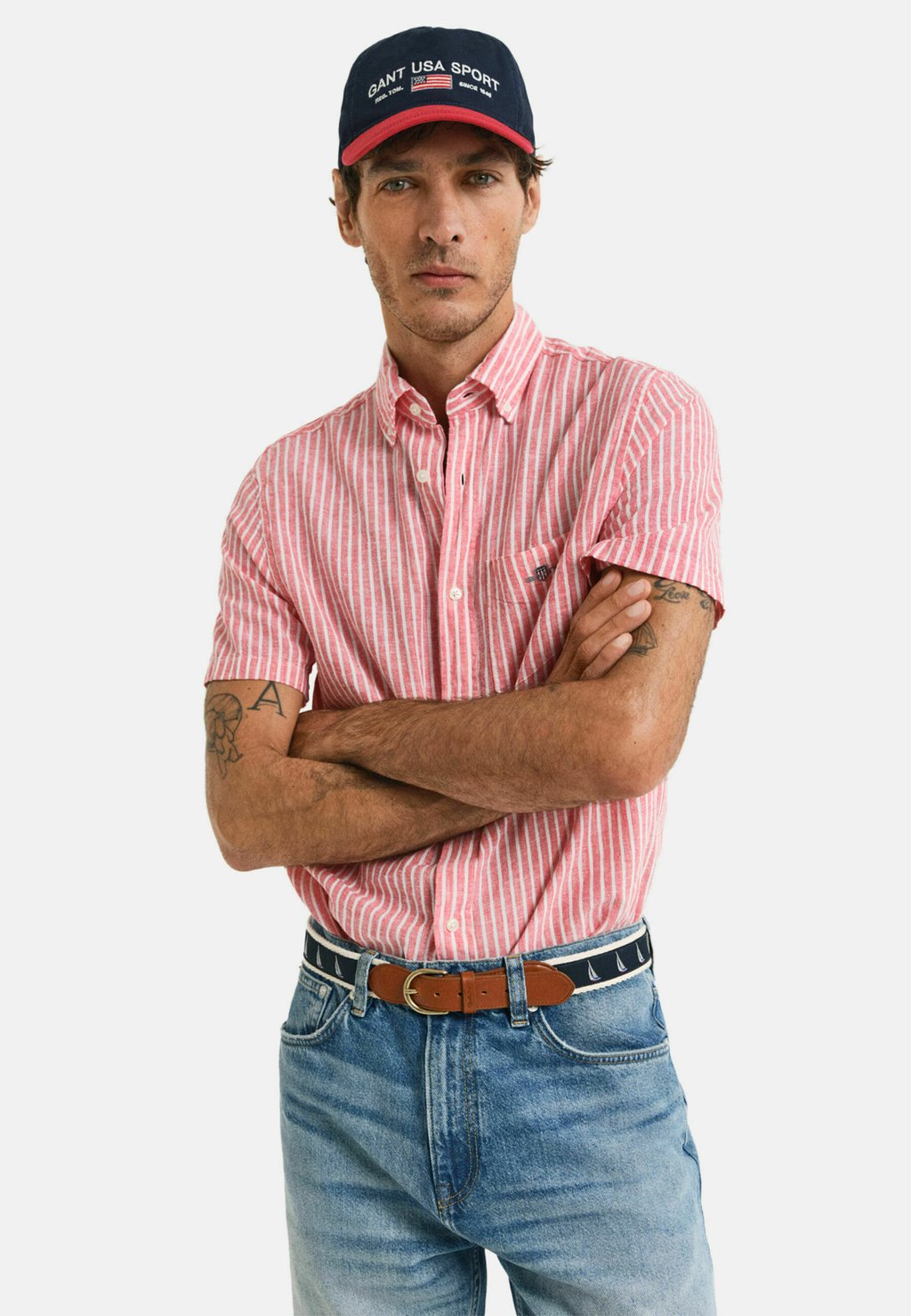 

Рубашка STRIPED SHORT SLEEVE GANT, красный