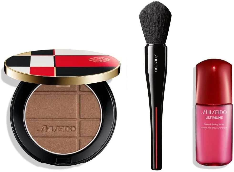 Набор для макияжа Shiseido Enhancer Kit 09 Bronze Agate 7g + кисть + сыворотка 10g